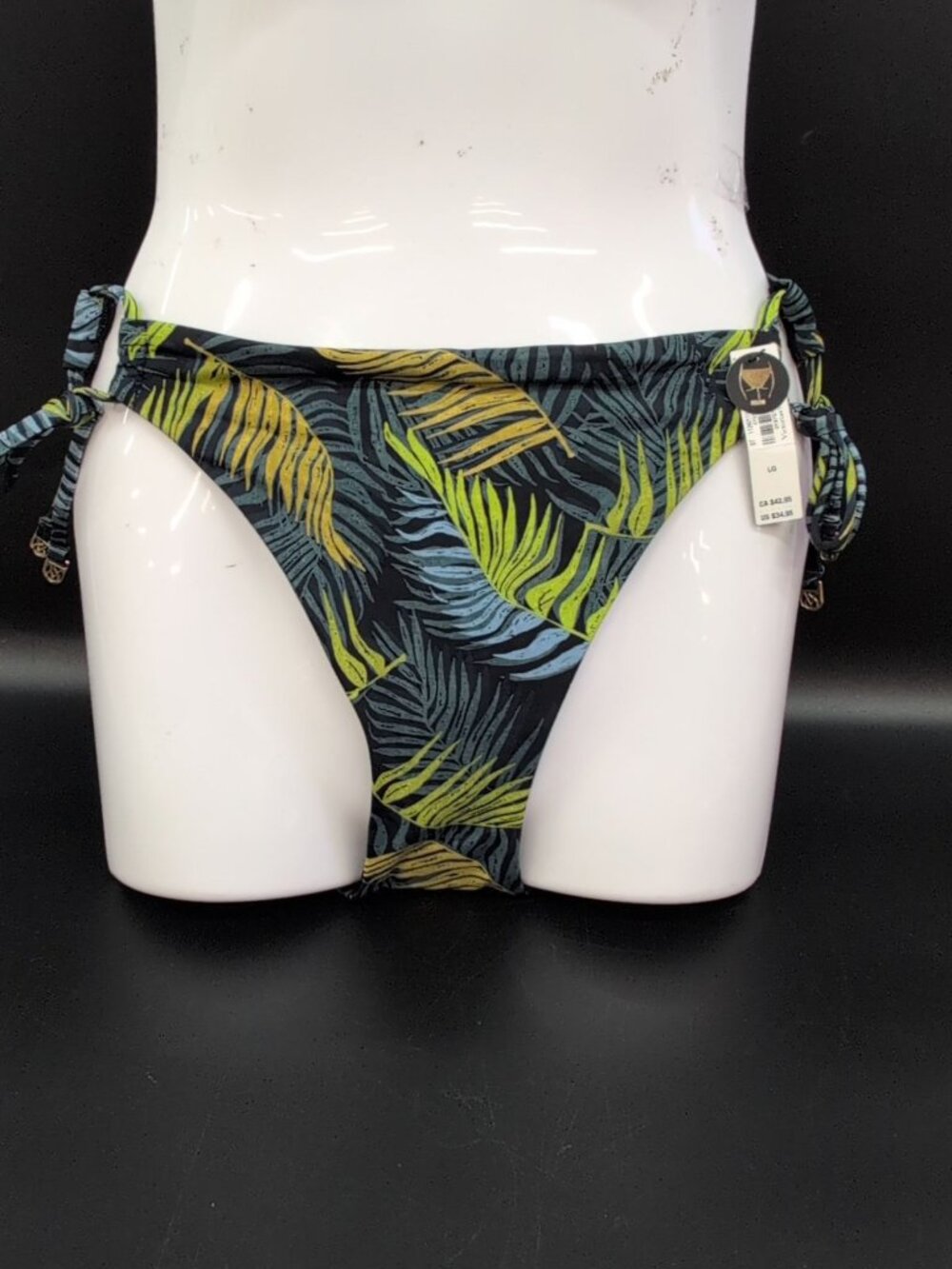 Victoria Secret Swim Essential Side Tie Bikini Bottom Large Palm Royale